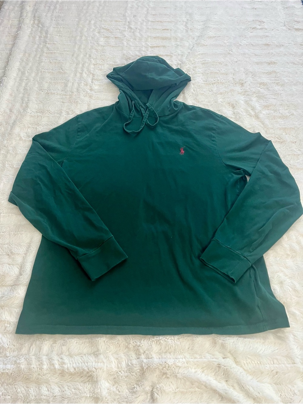 Polo by Ralph Lauren Green Hooded Long-Sleeve Shirt (Size L)